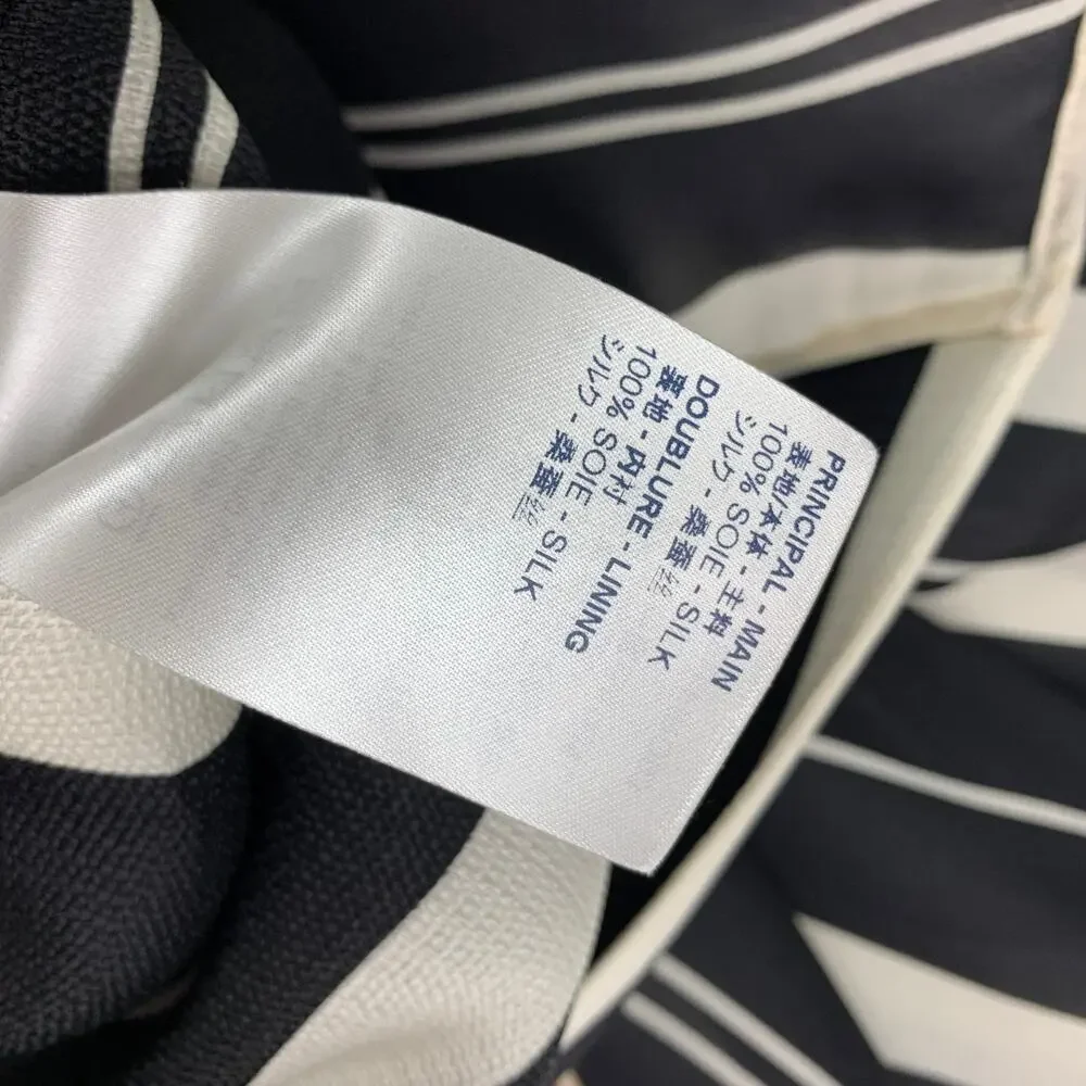 LOUIS VUITTON Size 4 Black & White Stripe Silk Sleeveless Wrap Dress